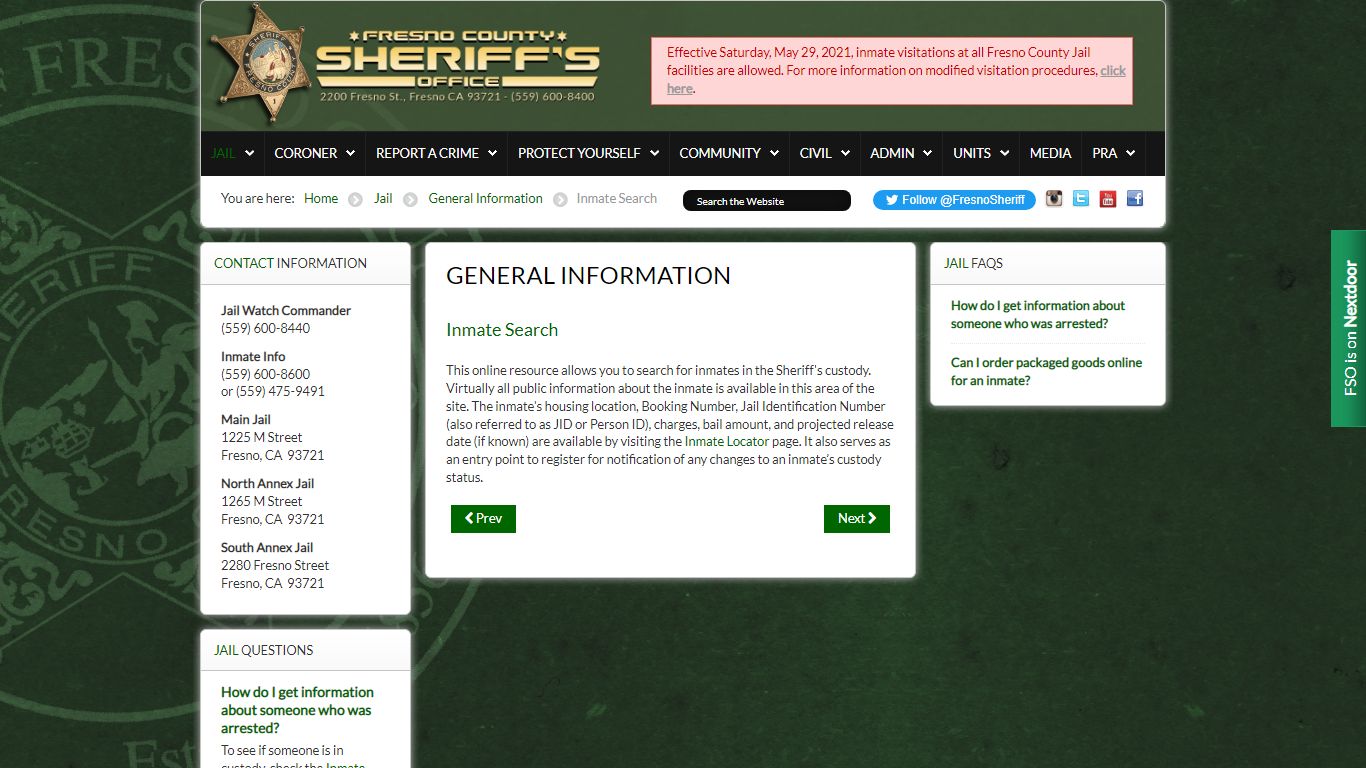 The Fresno County Sheriff-Coroner's Office - Inmate Search