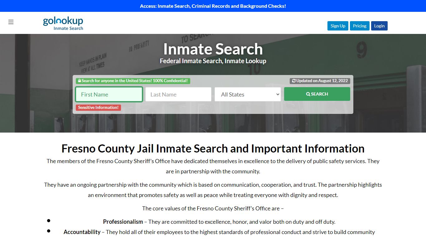 Fresno County Jail, Fresno County Jail Inmate Search