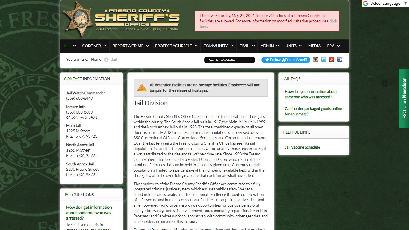 The Fresno County Sheriff-Coroner's Office - Jail